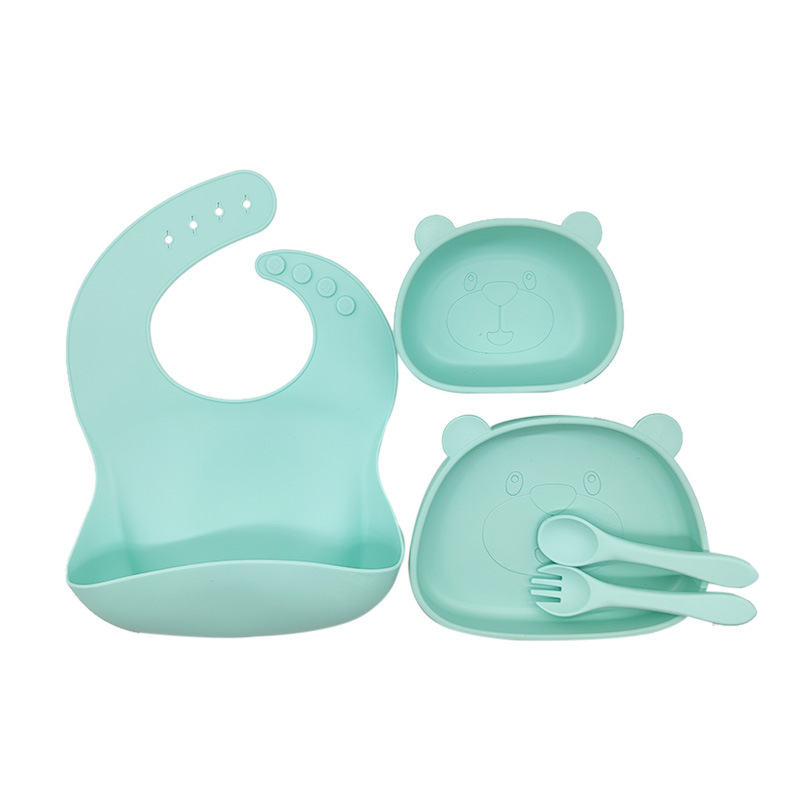 Silicone Baby Feeding Set Children Eating Utensils Tableware