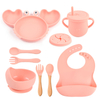 Baby Feeding Set Silicone Crab Shape Divided Plate