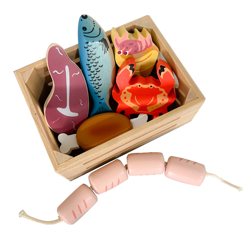 Wooden Play Food Set Kitchen Toys for Toddlers Pretend Food Play