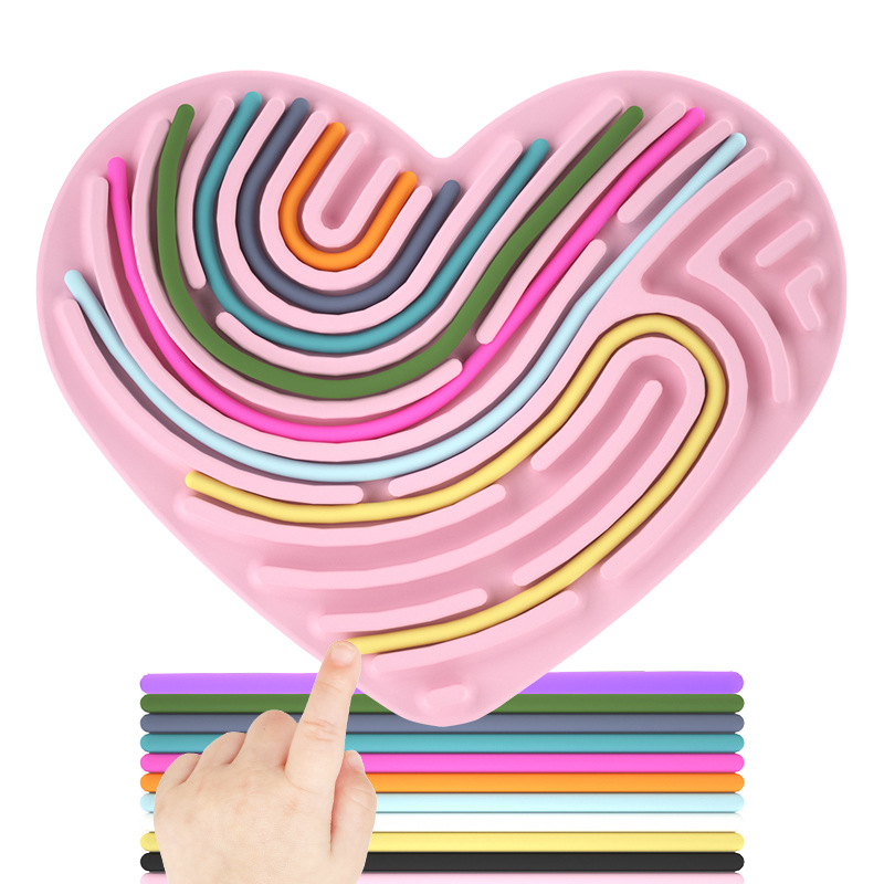 Love Shape Sensory Activity Board Double-Sided Silicone Fidget Toy Busy Board