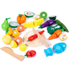 Wooden Play Food Set Cutting Fruits and Veggies Toys for Toddlers 1-3