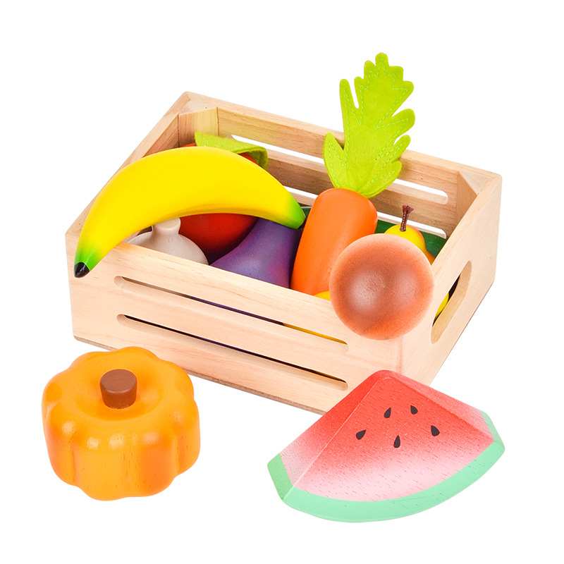 Wooden Play Food Set for Kids Kitchen Simulation Fruits Vegetables Toy