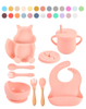 Silicone Baby Feeding Set Squirrel Plate Bowl With Suction