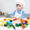 Wooden Play Food Set Cutting Fruits and Veggies Toys for Toddlers 1-3