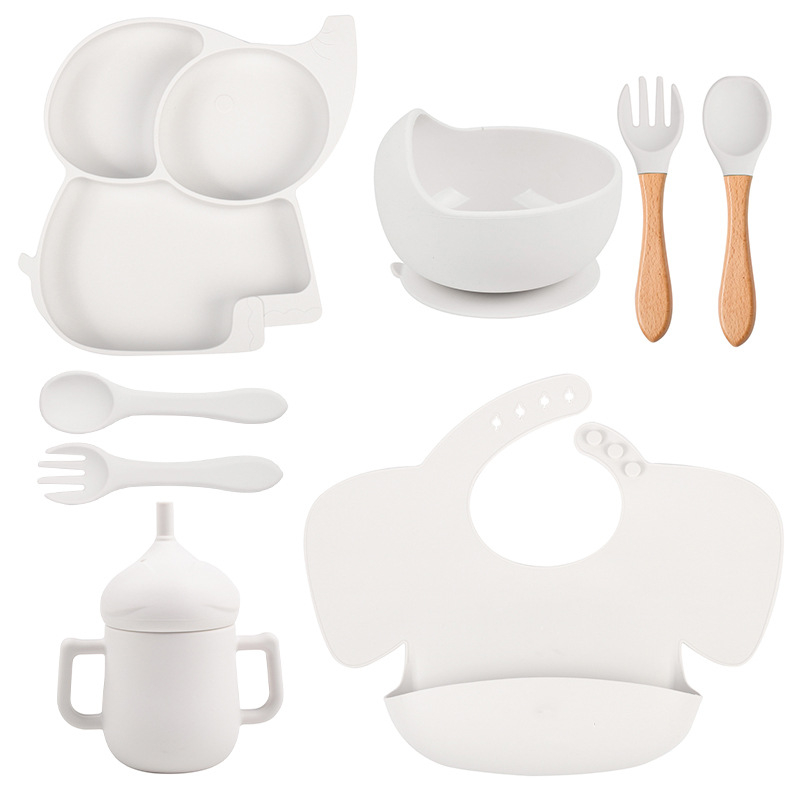 Silicone Baby Feeding Set Toddler Feeding Supplies with Elephant Shape