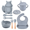 Silicone Baby Feeding Set Squirrel Plate Bowl With Suction