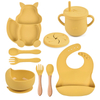 Silicone Baby Feeding Set Squirrel Plate Bowl With Suction