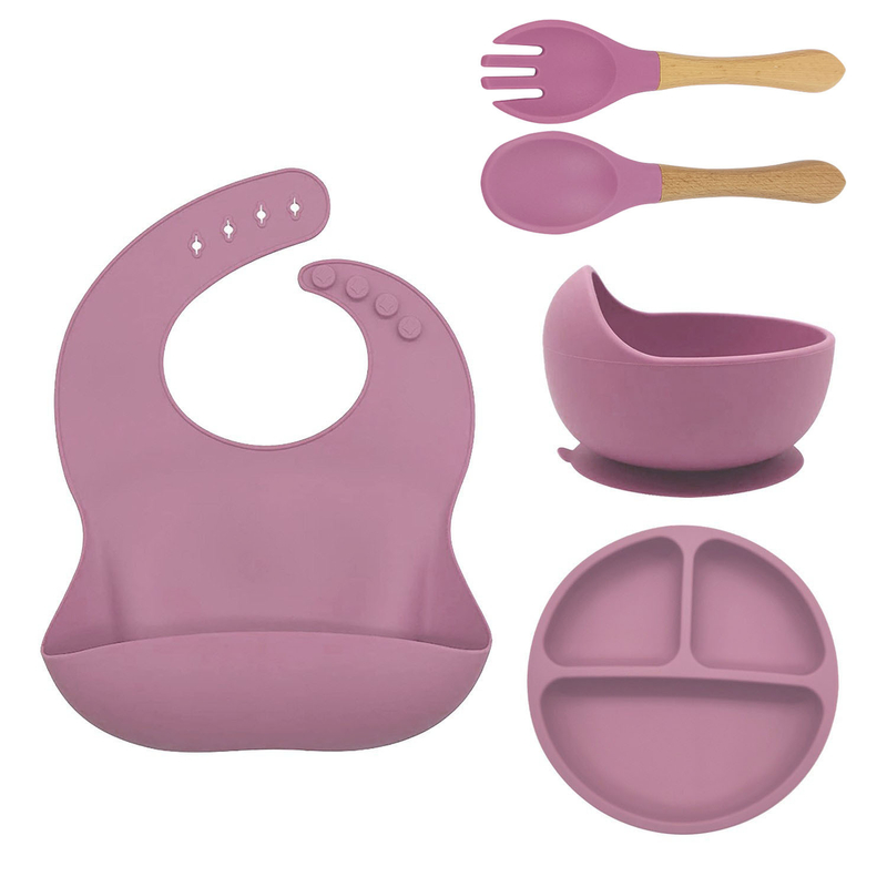 Silicone Baby Feeding Set with Plate Bowl Children Tableware